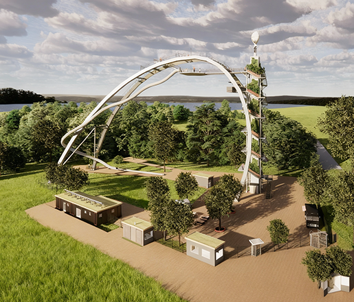 Renderingbild des SkyLoops mit Blick auf das Steinhuder Meer